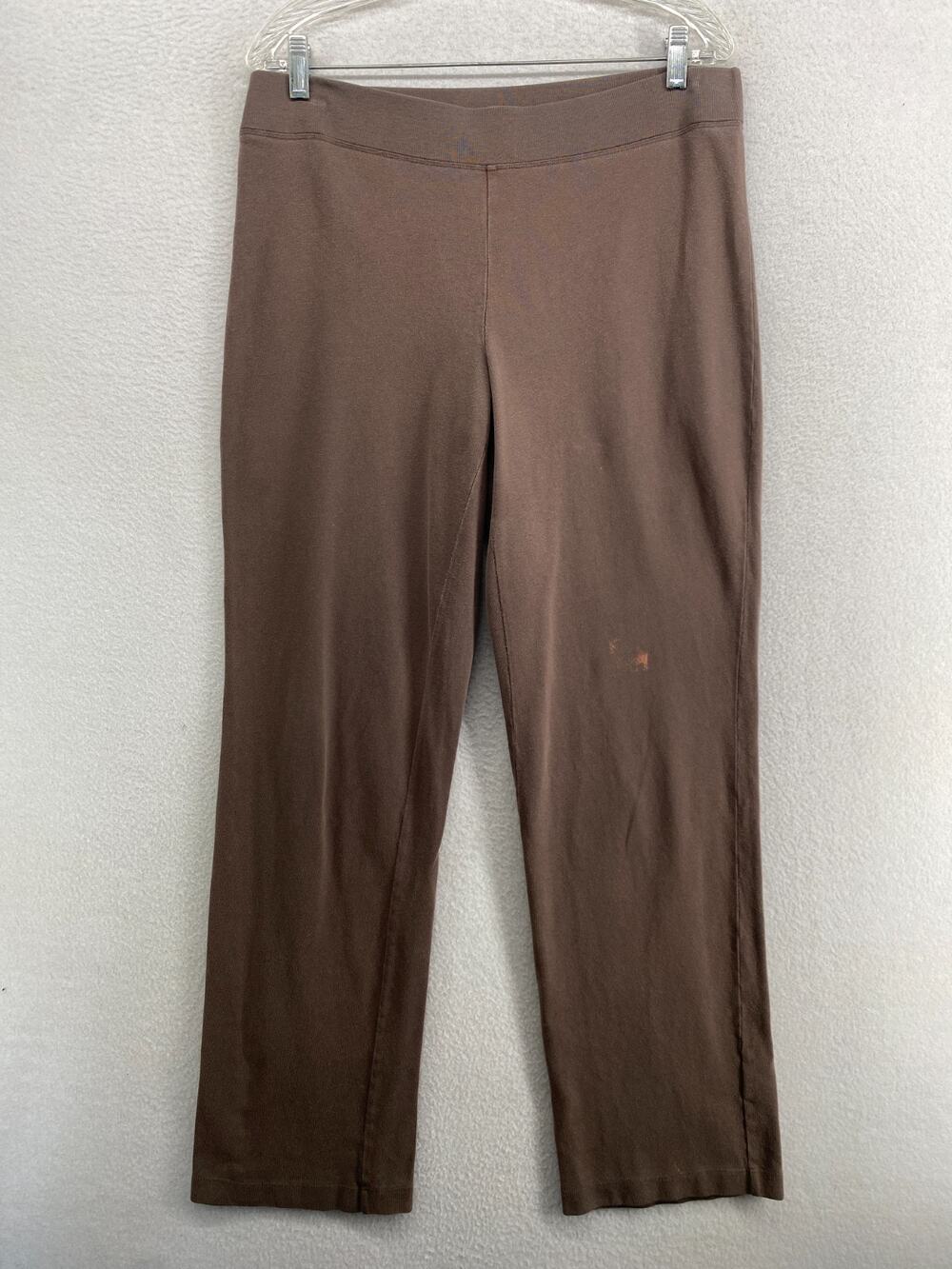 EILEEN FISHER Pants M Heavy Brushed Jersey Organic Cotton Full Length Brown